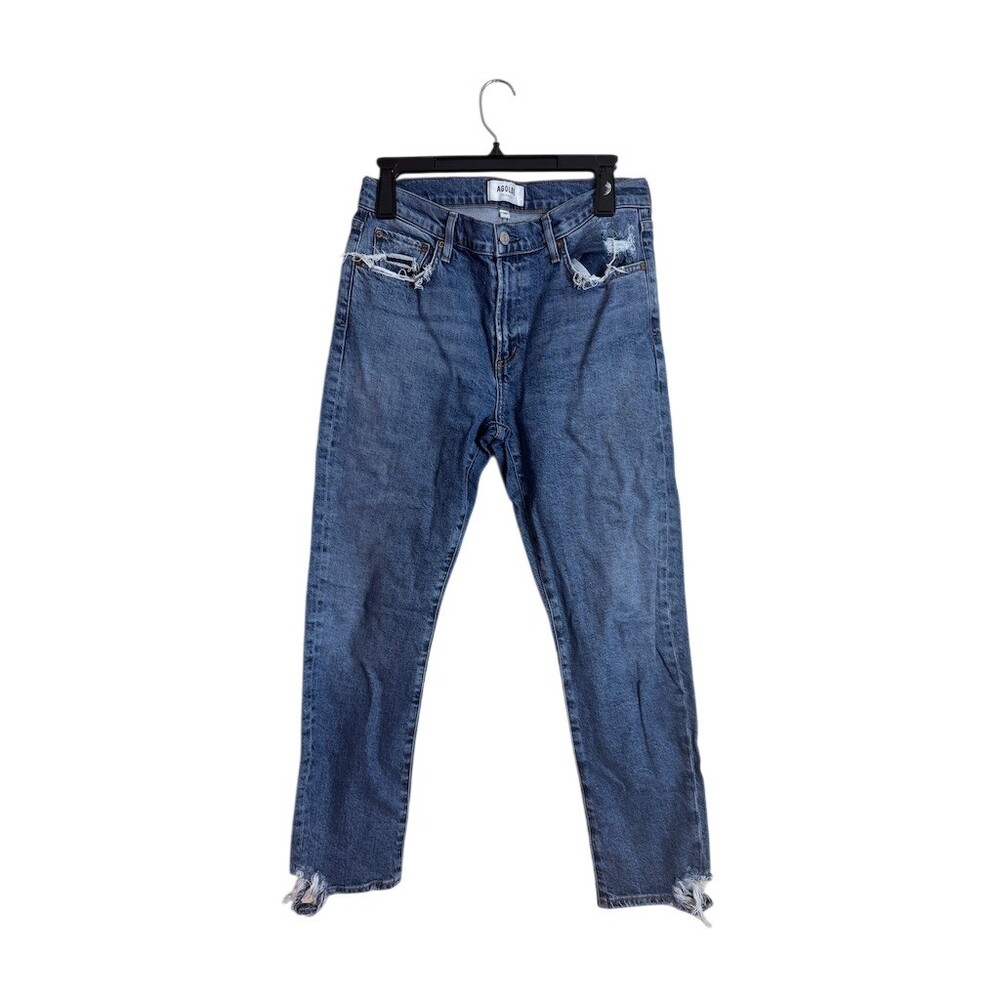 AGOLDE Toni Jeans Womens 28 Medium Blue Mid Rise Straight Ankle Distressed